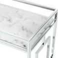thumbnail image 6 of Convenience Concepts Town Square Chrome Faux Marble Mirrored Bar Cart with Shelf, White Marble/Mirror/Chrome, 6 of 8