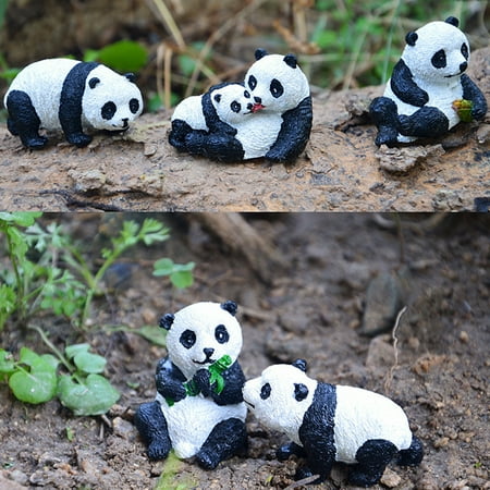 Mini Resin Ornament - Mini Resin Panda Shape Landscape Ornament for Garden Flowerpot