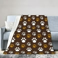 thumbnail image 1 of DouZhe Ultra-Soft Micro Fleece Lightweight Flannel Bed Blanket, Animal Paw Prints Cute Brown Print Cozy Warm Throw Blankets, 50"x40", 1 of 7