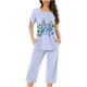 thumbnail image 2 of Sexy Pijama Conjunto para las Mujeres, Cuello Redondo Blusa de Manga Corta Y Pantalones, Traje de Moda Casual, 2 of 9