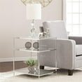 thumbnail image 2 of Maklaine Transitional Iron Metal & Glass Mirrored Side Table in Chrome, 2 of 3