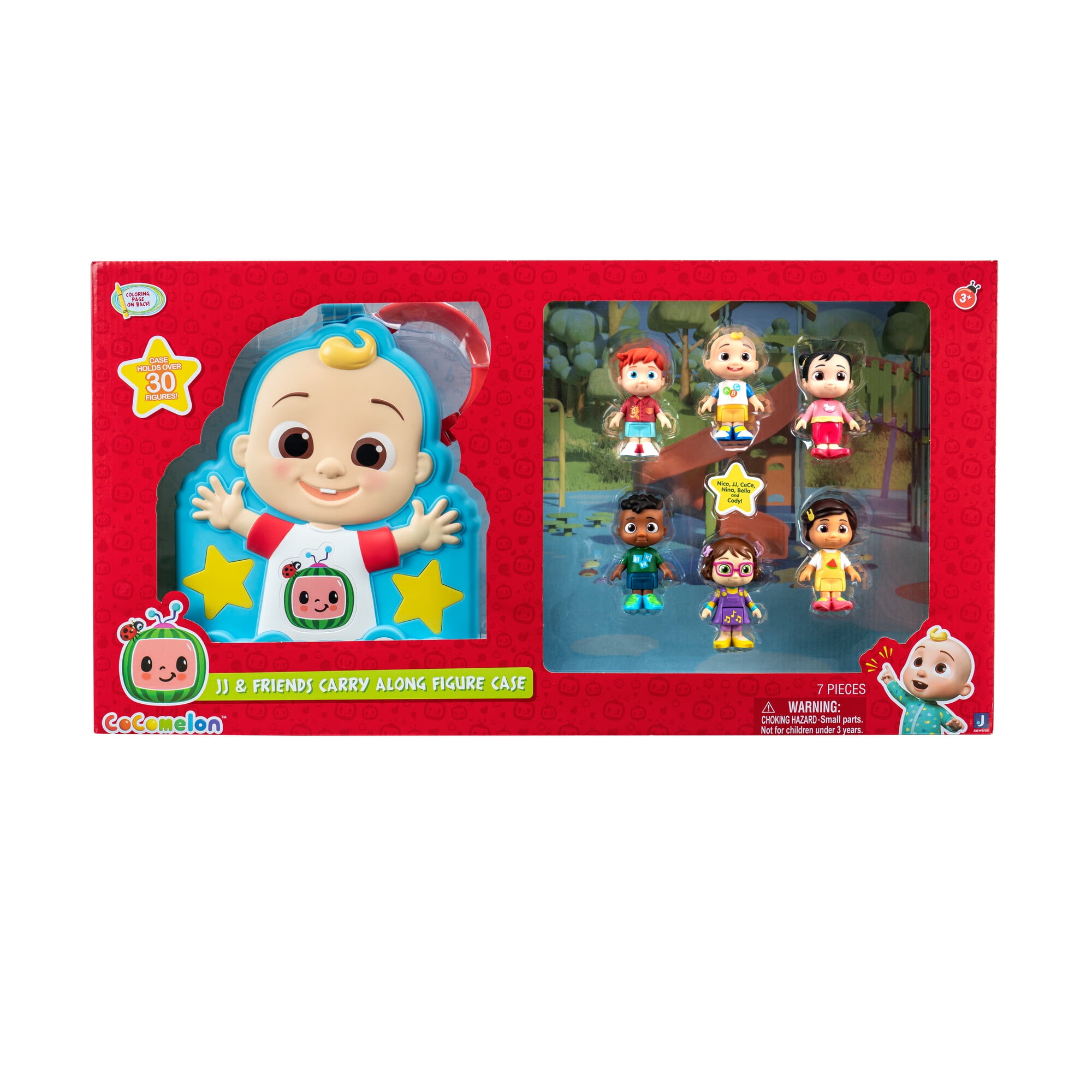 しており ココメロン公式 CoComelon キャリーアロングフィギュアケース - 関節式フィギュア2体、JJとコーディが含まれます