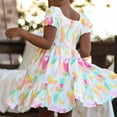 thumbnail image 7 of WhouRiu Girls Ruffle Sleeve Smocked Floral Dress Elegant Tiered Beach Swing Dress Pink,Sizes 2-3, 7 of 7