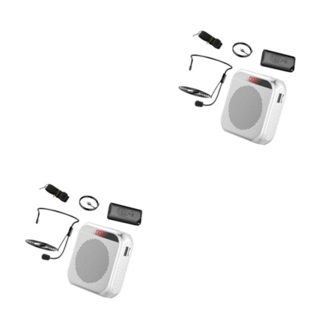Seitruly Amplificador de voz compacto Megáfono con micrófono Auricular Ligero Blanco 2Conjunto