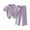 Purple, variant on Ruyang Kids Girls Knit 2 Piece Set Short Sleeve Button Down Shirt Drawstring Pants Toddler Cotton Loungewear Ribbed Knit Set