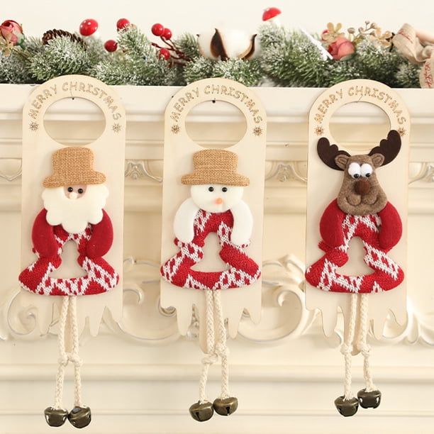 Campanas de Madera Navideñas Xihbxyly para Colgar En la Puerta, Adorno para Árbol de Navidad