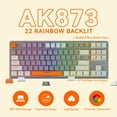 thumbnail image 2 of AK873 Gaming Keyboard,Chroma RGB Backlit,Hot-Swappable Linear Red Switch,PBT Keycap,75% TKL Layout,Ergonomic Mechanical Keyboard with Custom Coiled USB/Type-C Aviation Cable(Orange Gray), 2 of 9