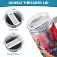 thumbnail image 5 of Fox Flowers Floral 40 oz Tumbler with Handle Insulated&nbsp;Travel Mug&nbsp;Lid Straw Leak Proof Steel Vacuum Water Bottles Glasses Fits in Car Cup Holder, 5 of 7