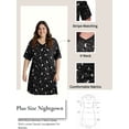 thumbnail image 6 of MINTREUS Women's Plus Size Nightgown Short Sleeve Nightshirt V Neck Sleep Shirt Loose Loungewear Casual Sleepwear 1X-5X, 6 of 9