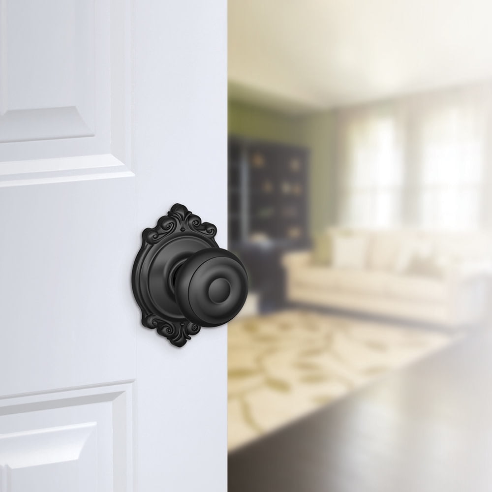 Schlage F10 Georgian With Brookshire Passage Lock with 16080 Latch 10027 Strike Bright Brass Finish