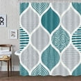 thumbnail image 4 of Teal and Grey Bohemian Shower Curtain for Bathroom, Gray White Bohemia Chic Fabric Geometric Pattern Shower Curtains Set, Modern Paisley Restroom Decor Accessories with Hooks 72X72Inches, 4 of 6