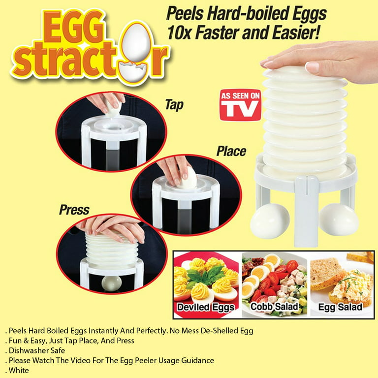 Eggstractor - Egg Peeler Boiled Egg Shell Plastic Material Peeling Remover  As Seen On TV - White 