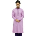 thumbnail image 2 of Atasi Men's Long Purple Cotton Mandarin Collar Shirt Ethnic Clothing-Small, 2 of 7