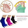 thumbnail image 4 of Toe Separator Socks, 3 Pairs Foot Alignment Socks Yoga Massage Toeless Socks Pain Relief Improves Circulation Stretchy, 4 of 5