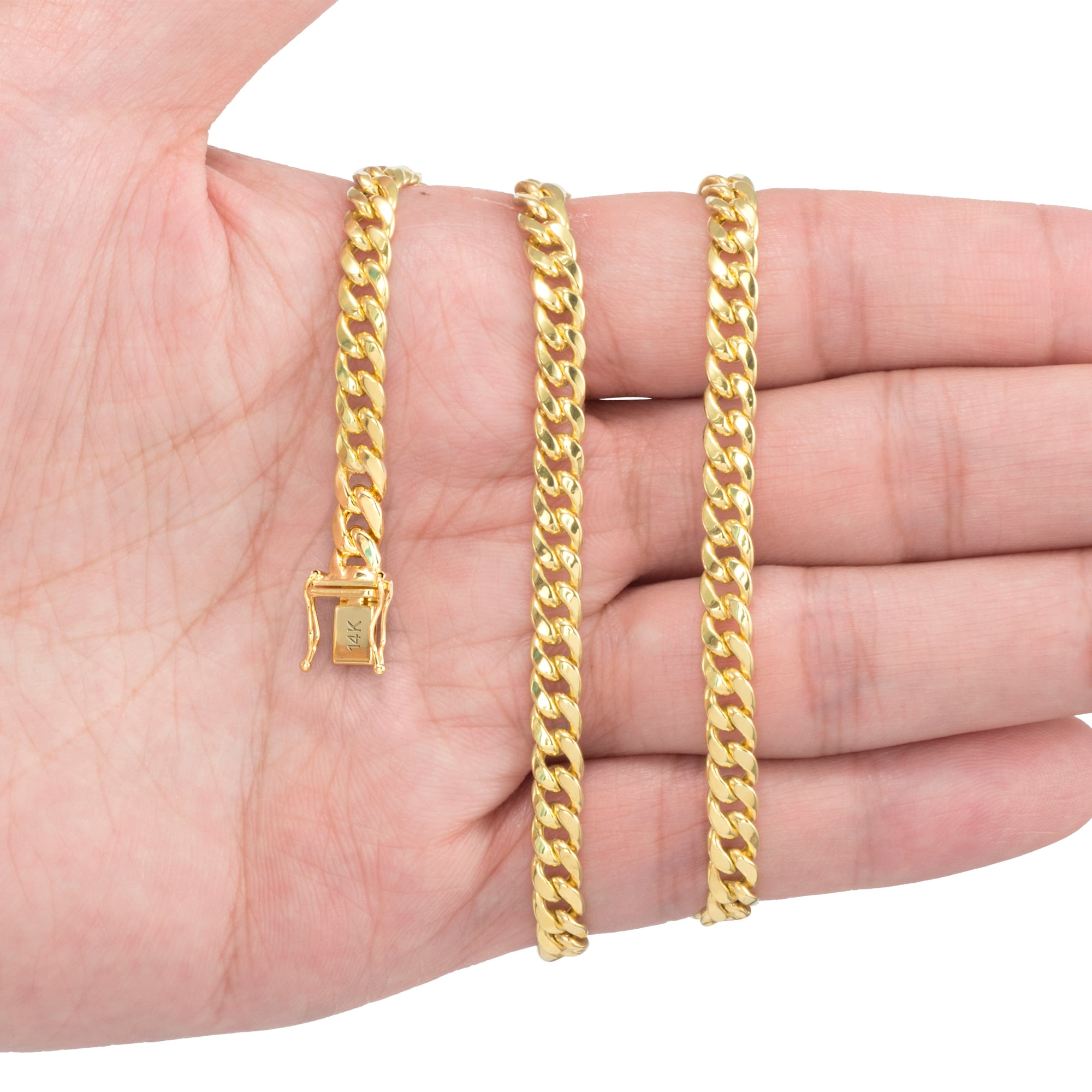 Nuragold 14k Real Yellow Gold Miami Cuban Link 5.5mm Chain Necklace (16"-30") Italian Jewelry for Men & Women