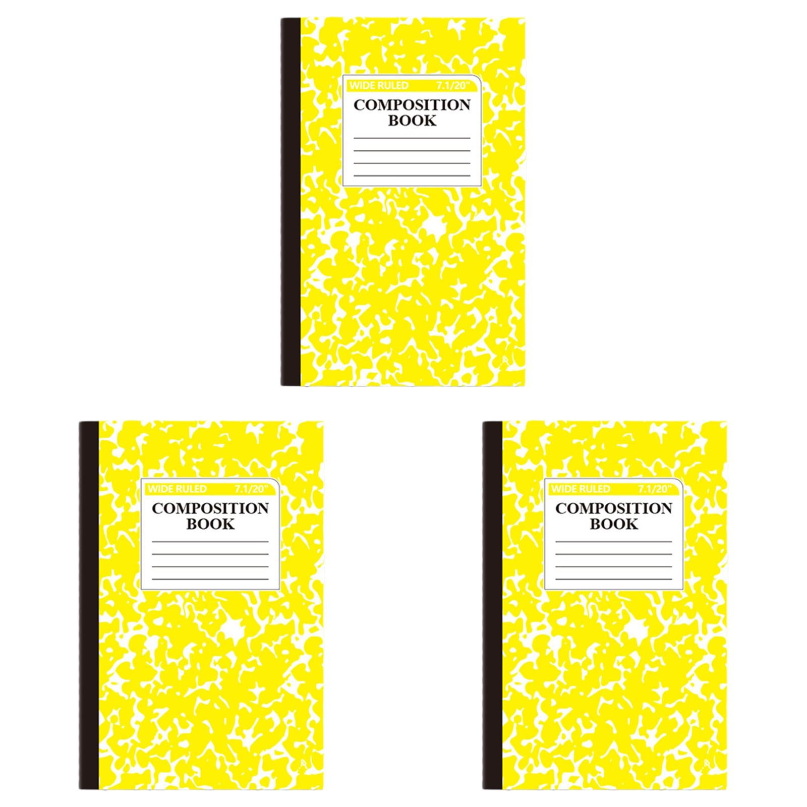 Composition Notebook 3 Pack Wide Ruled 30 Sheets/60 Pages Sheets Marble Cover 5.5 X 8.3 In Sewn Binding Yellow