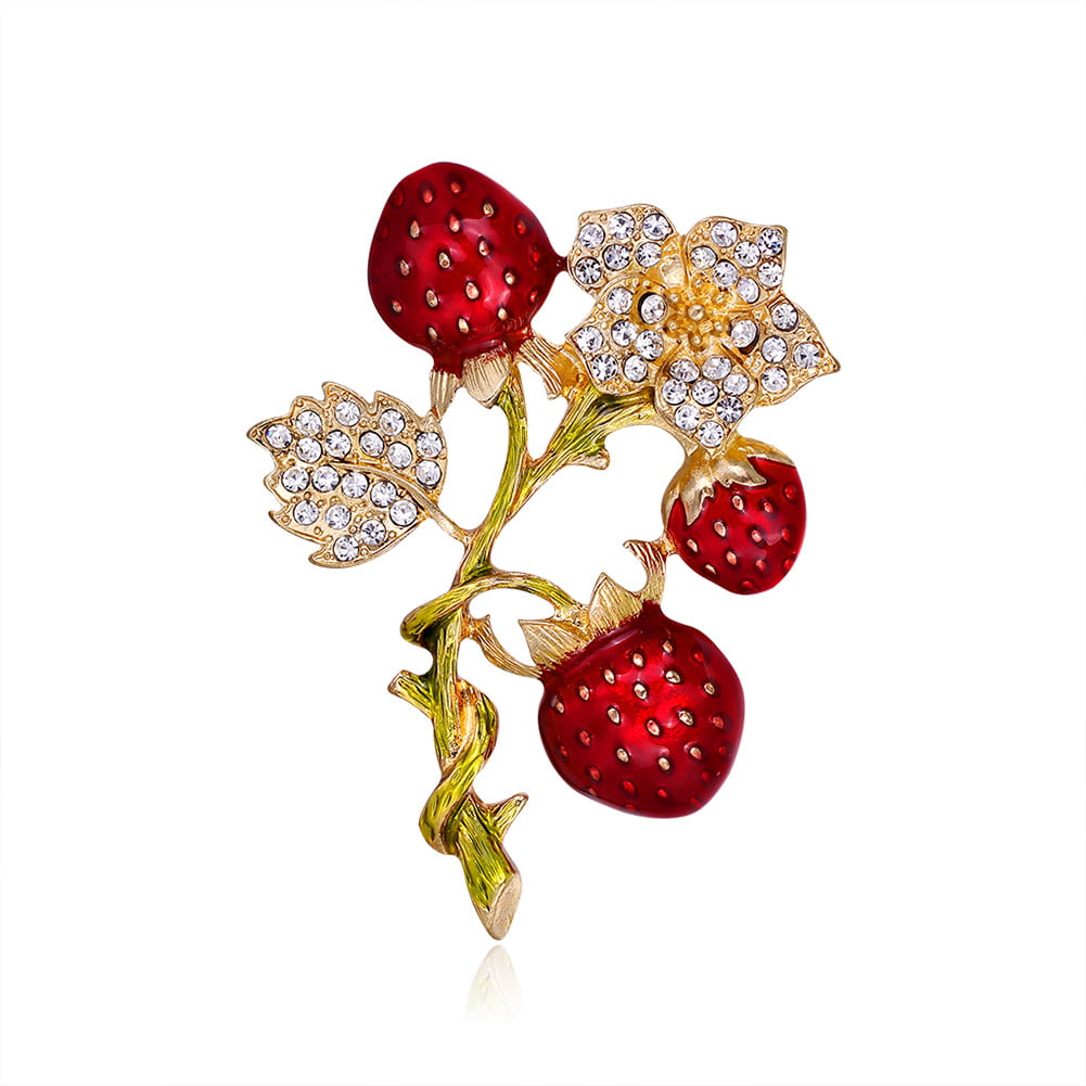 Enamel Strawberry Brooches Jewellery Accessories Casual Style Red Fruit Brooch 