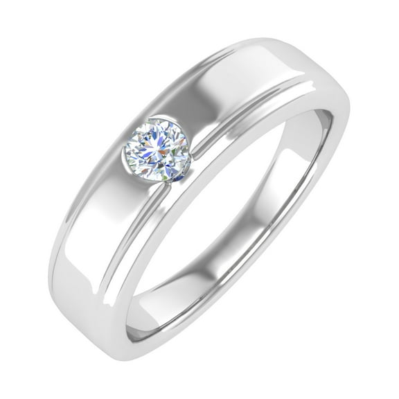 14K White Gold Channel Set Diamond Solitaire Wedding Band Ring (0.18 Carat) - IGI Certified (Ring Size 7)