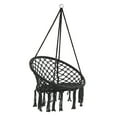 thumbnail image 3 of KWANSHOP Hanging Hammock Chair Macrame Swing Seat Mesh, Handmade Knitted Hanging Cotton Rope Chair for Indoor/Outdoor Home Patio Garden Back Yard, Black, 3 of 10