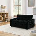 thumbnail image 3 of Convertible Chair Bed, 3 in 1 Convertible Sofa Bed Sleeper Chair with Adjustable Backrest & Side Pokcets, Built-in USB Power Outlet, Pull Out Sofa Bed, Sofa Bed Couch Loveseat Sleeper, Black, 3 of 9