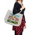 thumbnail image 2 of Animal Shopping Bag, Colorful Fantasy Land Rainbow Candy Trees Cat Dog Girl Boy Flying in Suitcase, Eco-Friendly Reusable Bag for Groceries Beach and More, 15.5" X 14.5", Cream, by Ambesonne, 2 of 2