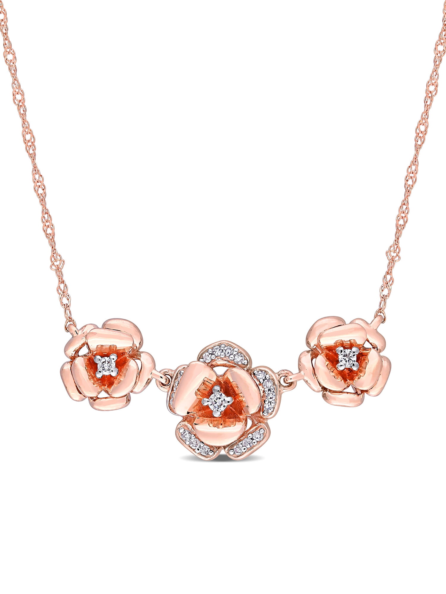 Rose Gold Flower Bar Necklace - Walmart 