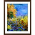thumbnail image 2 of Art.com Blue wild flowers with an orange tree Art Print by Pol Ledent, Brown Frame Wall Art, 32" x 40", 2 of 5