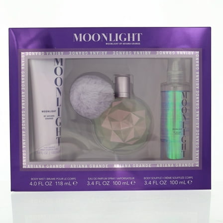 Ariana Grande Moonlight , 3 Pc Gift Set 3.4oz EDP Spray, 3.4oz Body Souffle, 4oz Body Mist