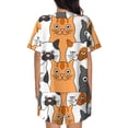 thumbnail image 3 of Naloa Funny Cats Women's Short-Sleeved Pajama Set, Loungewear, Summer pajamas, Breathable Cozy - 4X-Large, 3 of 9