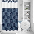 thumbnail image 2 of No Hook Shower Curtain, Vintage Floral Shower Curtains for Bathroom with See Through Top Window, Abstract Flowers Patchwork Country Navy Blue Waterproof & Washable Bath Curtain Stand Up Stall 36"x72", 2 of 9