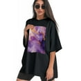 thumbnail image 3 of Plus Size Shirt for Women Black Tops for Women Short Sleeves Shirt for Women Purple Marble1 T Shirt Crewneck Shirt for Women 4XL, 3 of 5