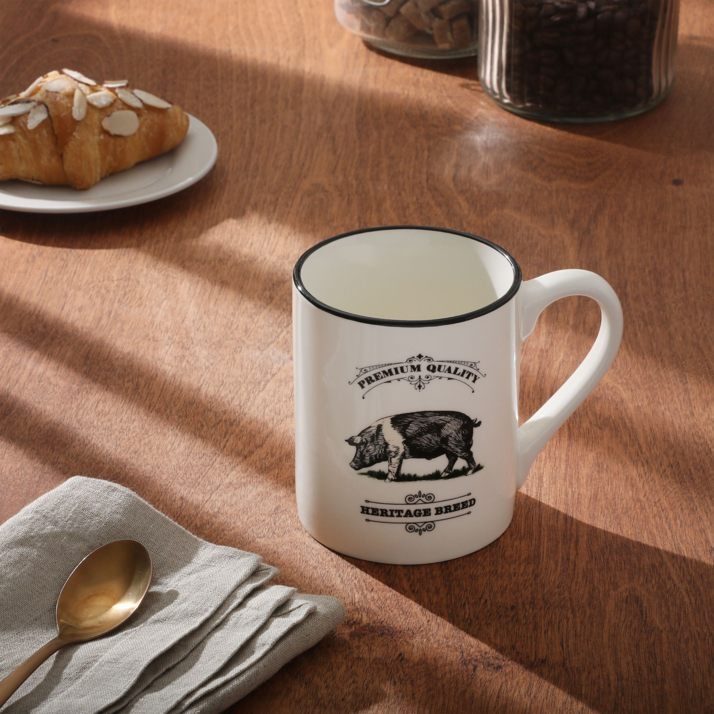 Mainstays 17oz Pig Barn Animal White Stoneware Mug