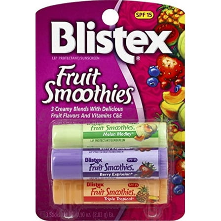 Blistex Fruit Smoothies Lip Protectant Assorted, 3 ct