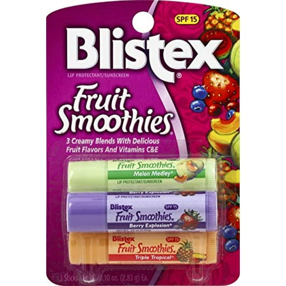 Blistex Fruit Smoothies Lip Protectant Assorted, 3 ct