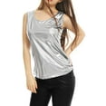 thumbnail image 3 of MODA NOVA Juniors U Neck Sleeveless Stretchy Slim Fit Metallic Tank Tops, 3 of 7