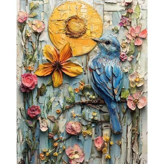 Paint by Numbers for Adults Kids Beginner Blues Flower Language DIY Acrylic Painting by Numbers Kits with Brushes Acrylic Pigment Home Decoration Gifts 16 x 20 inch