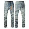 thumbnail image 2 of 2025 Ksubis Jeans brand Jeans  Men's Jeans Casual Comfort Holes Fashionable Straight Skinny Slim Fit Jeans, Ripped Stretch Jeans Denim Pants Menswear 3029 28-40, 2 of 8