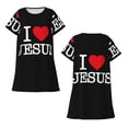 thumbnail image 4 of Women Nightgown Sleepwear Short Sleeves Shirt I LOVE JESUS Casual Sleepdress Female Nightdress, 4 of 7