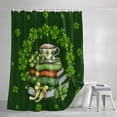 thumbnail image 4 of St. Patrick’s Day Shamrock Shower Curtain Set, Waterproof Shower Curtains for Bathroom, Dark Green Books Cups Lucky Leaf Washable Fabric Bath Curtain for Bathtub Decoration with Hooks 66x72 Inches, 4 of 9