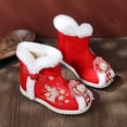 thumbnail image 6 of huajiao 1 Pair Girls Hanfu Shoes Chinese Embroidered Flower Flat Retro Ethnic Slope- Heel Shoes Vintage Floral Silk Shoes, 6 of 6