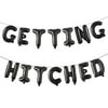 16" Getting Hitched Multicolor Bachelorette, Wedding, Bridal Shower Party Balloon Letter Decorations Bridal Celebration Decoration Banner Party suppliers (Getting Hitched Black)