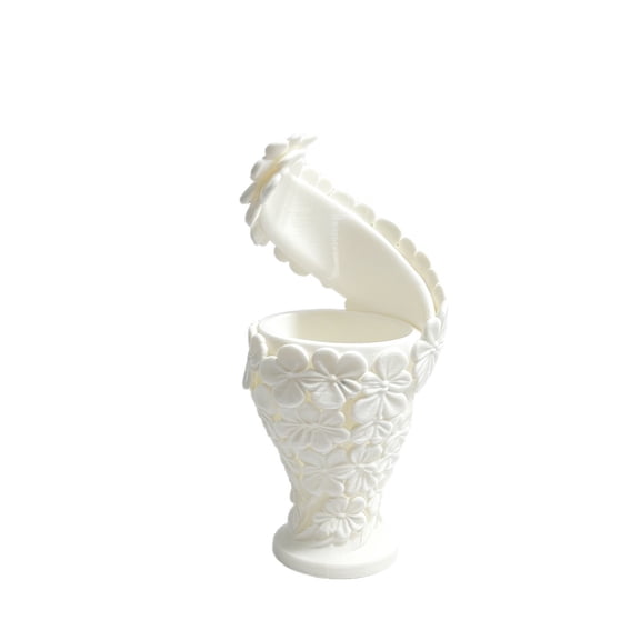 Vase, 3D Embossed Swirl-Patterned Plastic Flower Vase Desktop Ornament with Curved Petal Top, European Style Decorative Planter for Fleshy Plants and Fresh Flowers, 4.33x2.36 Inch