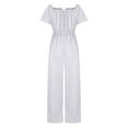 thumbnail image 4 of LMOIPLI Women's Vintage Adjustable Strap Romper Baggy Fashion Summer Clothes Adjustable Strap Romper Lightweight Long Pants Wide Leg Outfits Plain Color Overalls Long Bib Pants White XL, 4 of 5