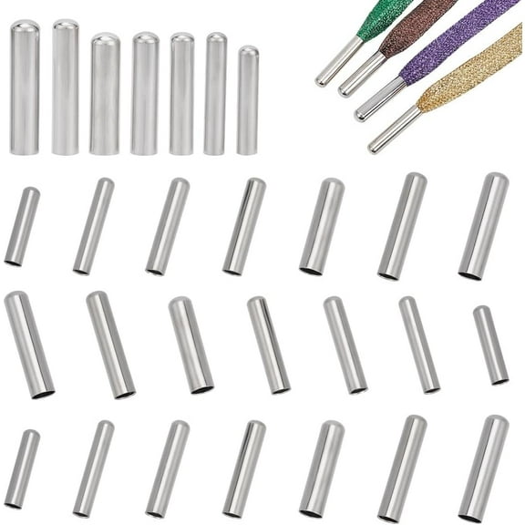 112 Pcs 8 Sizes Brass Shoelaces Tips Multi Sizes Metal Shoe Lace Head Flat Head Aglets Tips Replacement Shoe Lace End