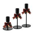 thumbnail image 2 of 3-Piece Christmas Taper Candle Holder Set, Iron Stands with Bow, Pinecone and Berry Accents for Tabletop and Mantel Decor, Red, 2 of 6