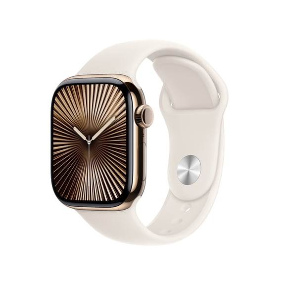 Apple Watch Series 10 GPS   Cellular 42mm Gold Titanium Case with Starlight Sport Band - M/L