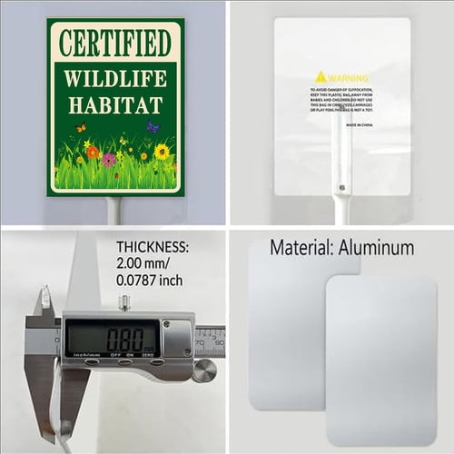 Soliyoahee Certified Wildlife Habitat Yard Sign with Stake 8x12inch Rustproof Aluminum Lawn Decorations Sign for Outdoor Road Street Garden Decor