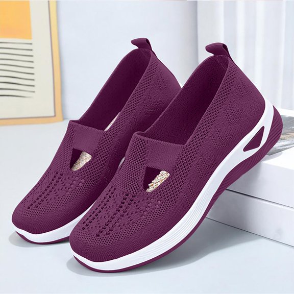 Domzle Women's Orthopedic Walking Shoes, Comfort Breathable Summer Casual Non Slip Walking Shoes for Nursing Dark Purple 39