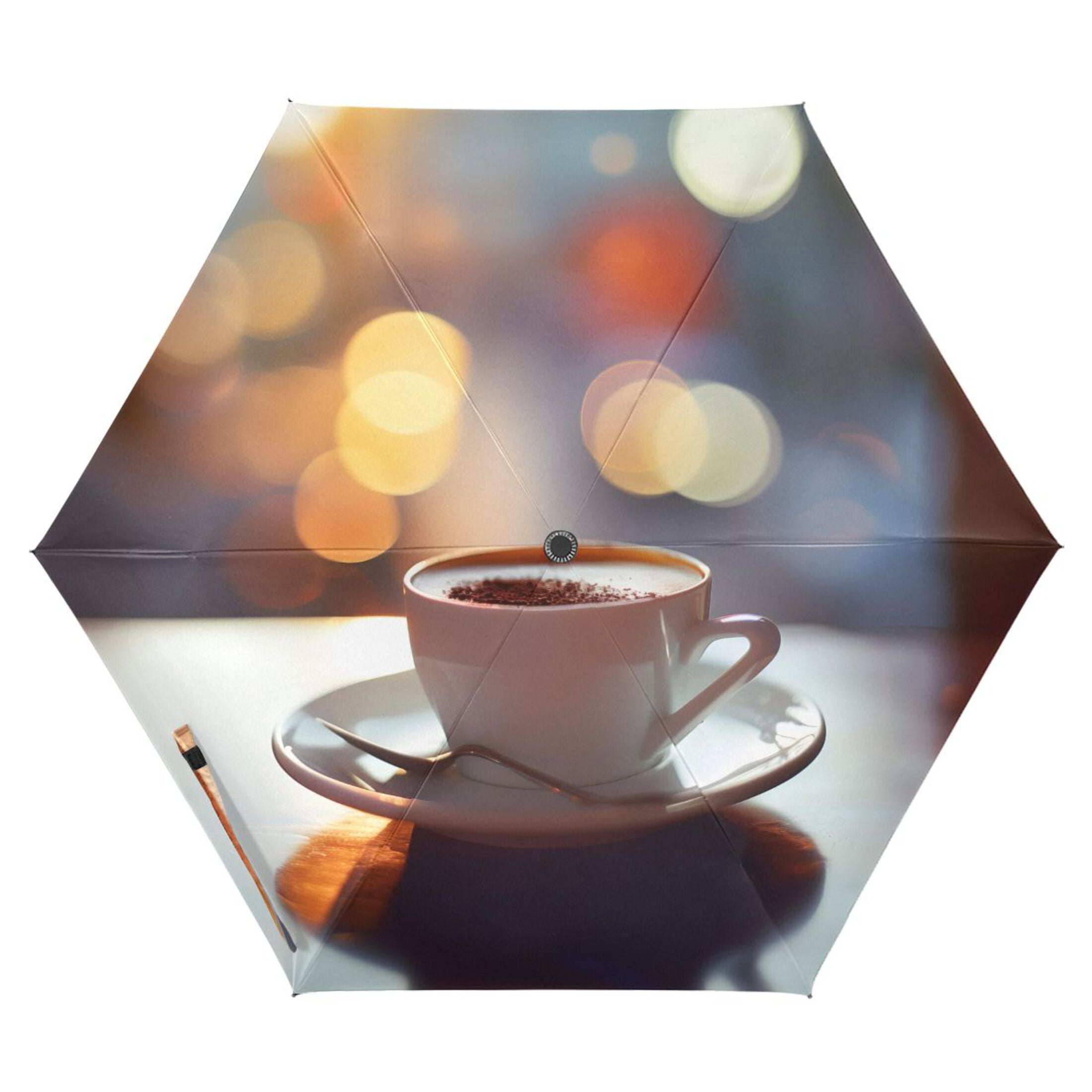 Coffee Cup on Table Compact Sun Umbrella Windproof Travel Umbrellas for Rain Strong Portable UV Protection