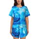 thumbnail image 1 of Fotbe Blue Shell Conjunto de Pijama Estampado para Mujer, 2 Piezas, Ropa de Dormir con Camiseta de Manga Corta y Shorts Suaves-Large, 1 of 6